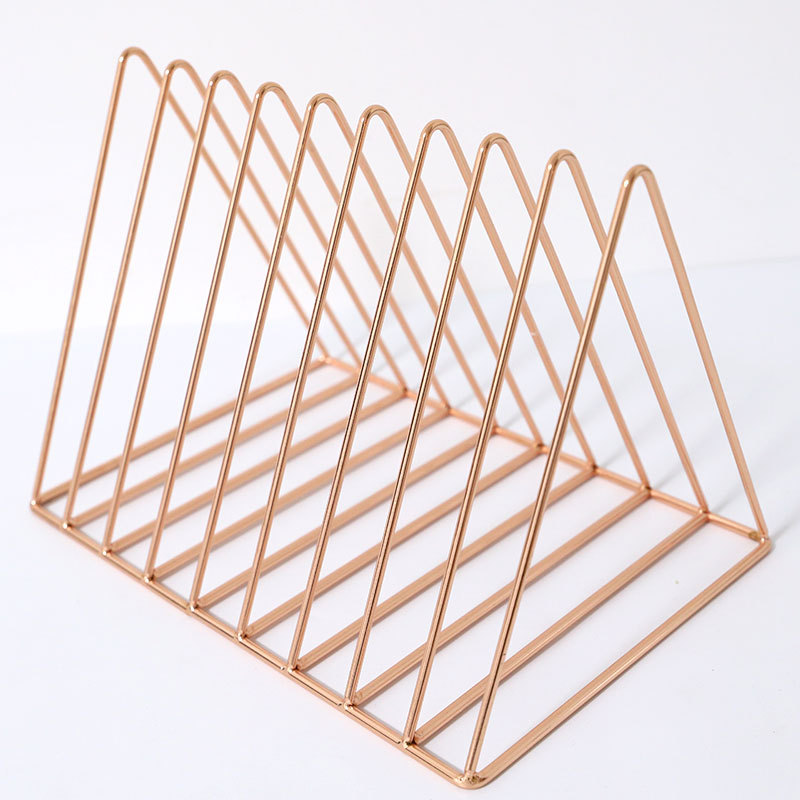 Picture of Manufacturer Wholesale Iron Art 9-Grids Bookshelf Triangular Desktop Bookend Small Bookshelf Storage Rack File Book Storage Rack