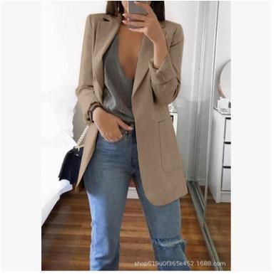 Picture of AliExpress WISH2024 New Spring and Autumn Explosions Women's Long Sleeve Solid Color Pocket Cardigan Small Suit Jacket