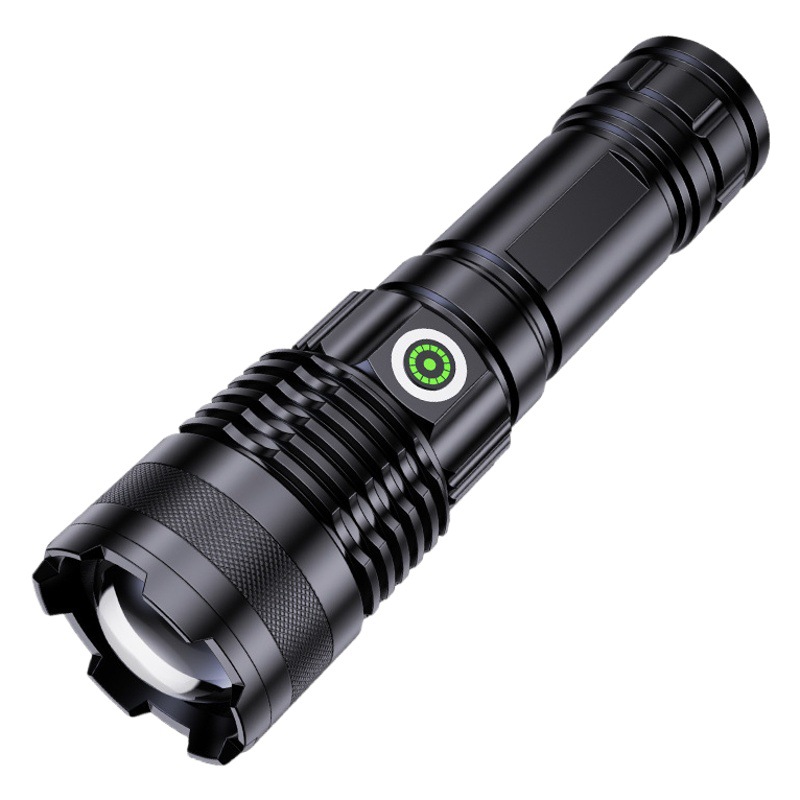 Cross-border built-in P50 strong light zoom white laser power display USB rechargeable outdoor lighting flashlight