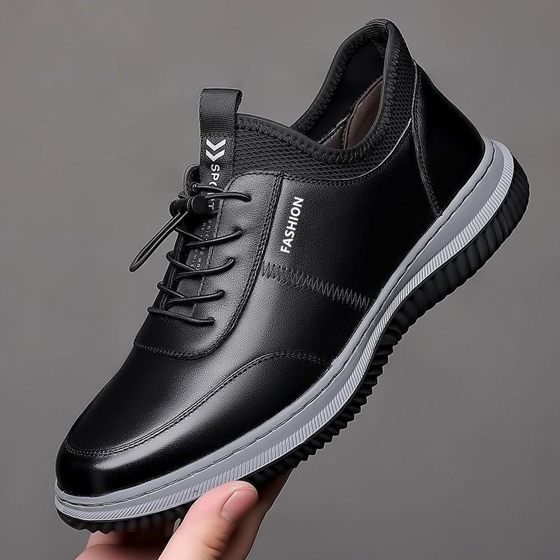 Cross-border New Casual Leather Shoes Men's sneaker Korean Style Comfortable Casual Shoes Lace-up British Style Trendy Shoes Men's Single Shoes