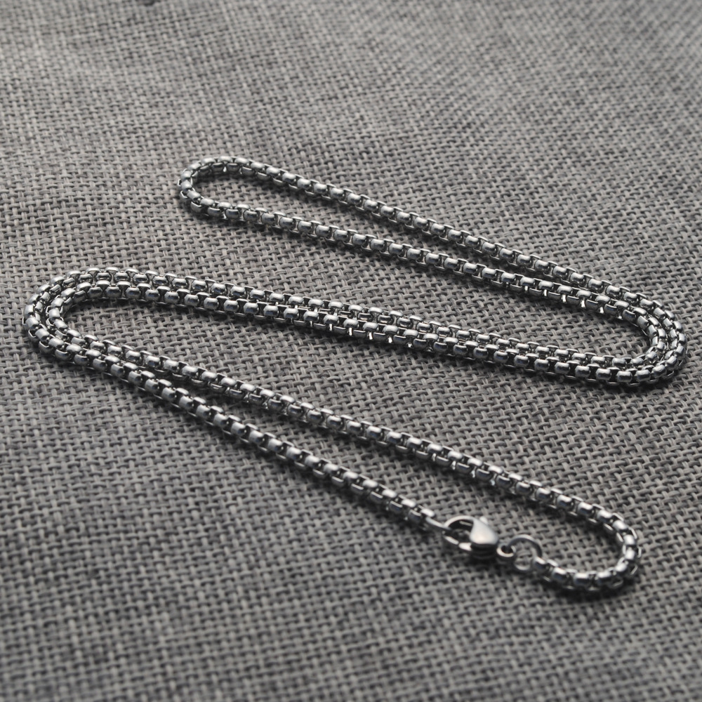 Picture of Stainless Steel Square Pearl Necklace Titanium Steel Jewelry with Chain Women's Versatile Chain Wholesale DIY Accessories European and American Men