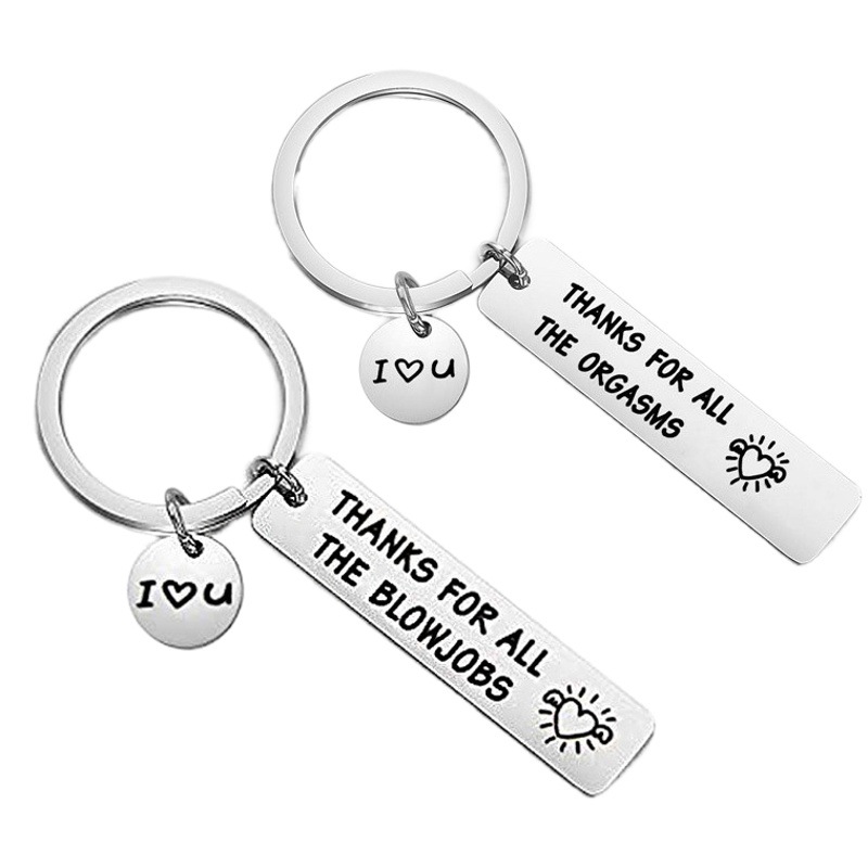 Thank you for... all orgasms/blowjobs stainless steel keychain couple holiday gift
