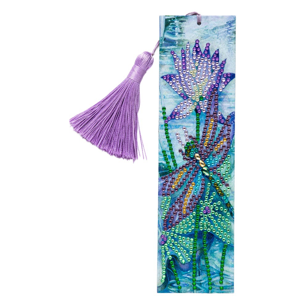 Cross mirror 1 piece DIY Diamond painting leather bookmark art suit with tassel diamond painted bookmark dragonfly pattern