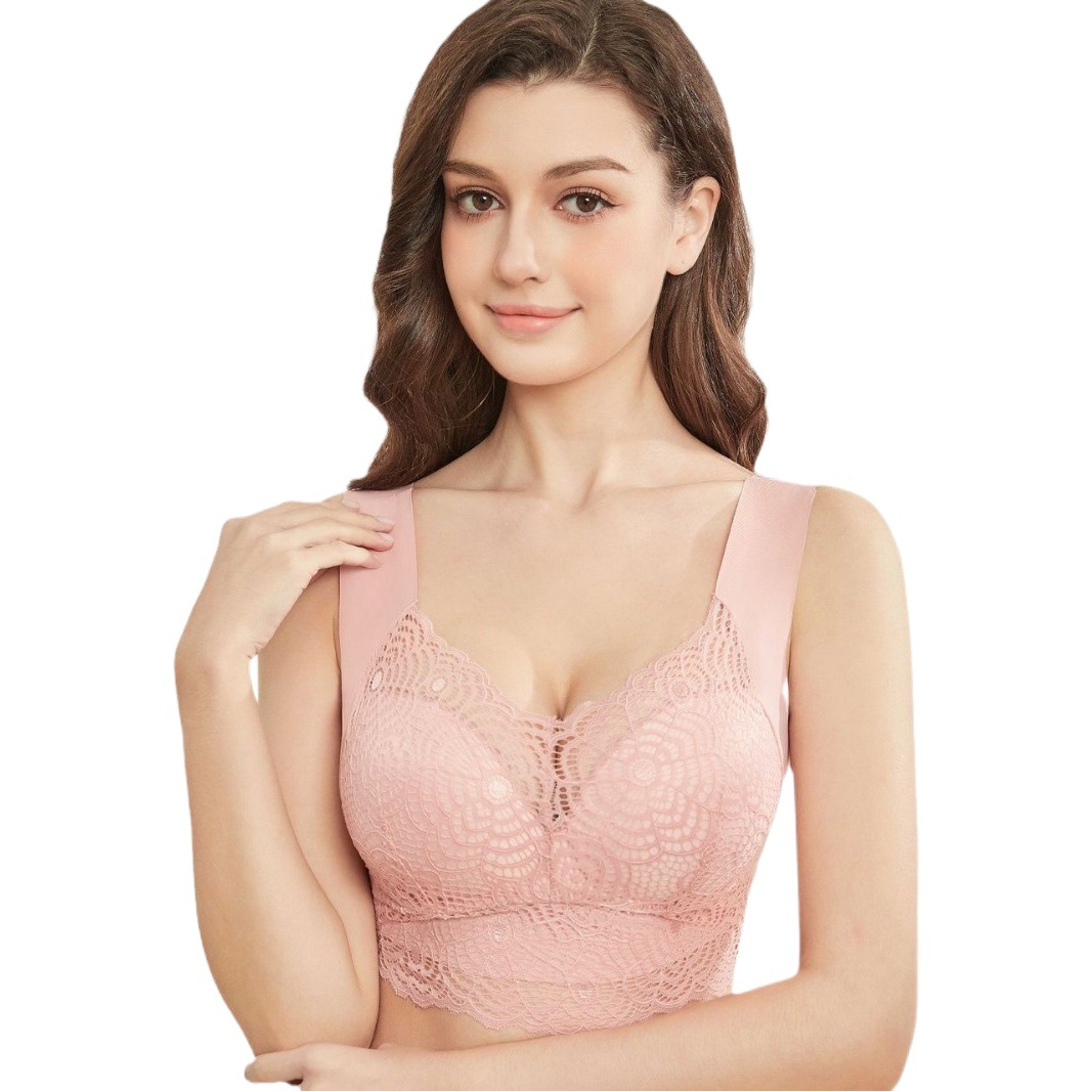 plus size Foreign Trade Underwear without Steel Ring Sexy Lace Sports Sleep Vest Bra chubby girl Thin Push-up Bra