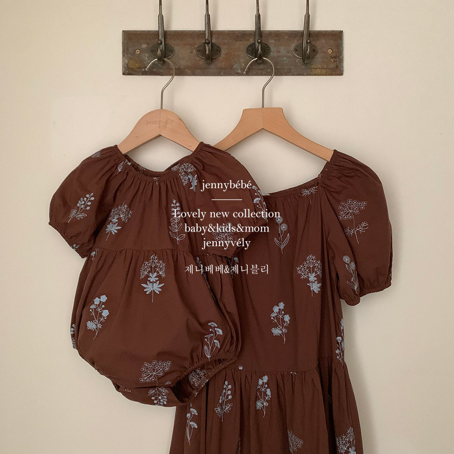 Picture of Jennybebe Summer Ins Korean Style Parin-Child Clothes Baby Western Style Embroidery Flower Climbing Suit Baby Girl Puff Sleeve dress