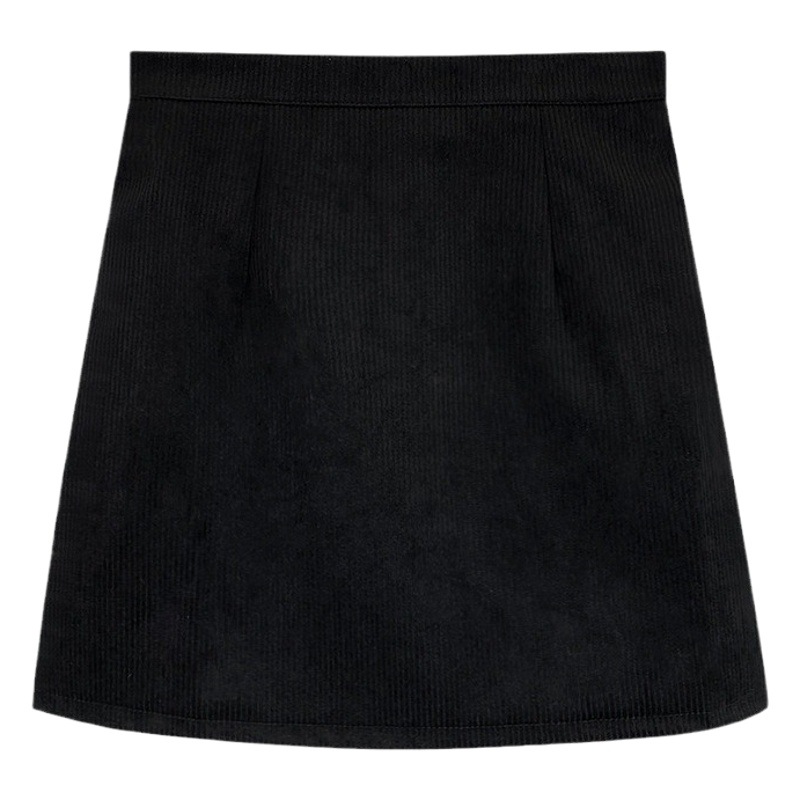2023 autumn and winter New corduroy A- line short skirt women's high waist slimming can be matched with skirt black hip skirt ins