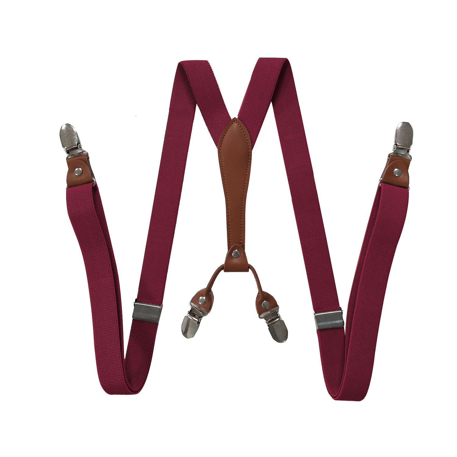 Picture of Cross-border supply 2.5cm adult 4-clip loose elastic suspenders for men and women elastic strap clip leather head