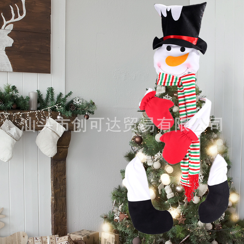 Chuangda Manufacturer Christmas Tree Topper Star Snowman Christmas Venue Decoration Props Ornaments Bow Fabric Christmas
