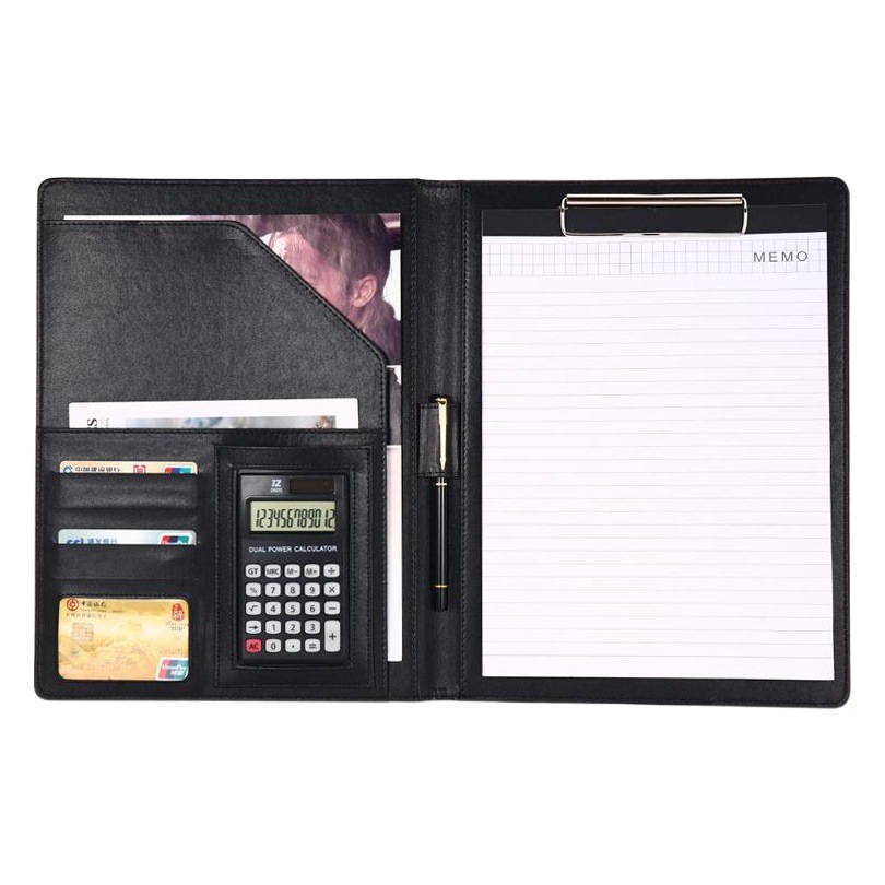 Leather Folder Sales Manager Folder A4 Negotiation Contract Folder Office Document Folder with Calculator Business Gift