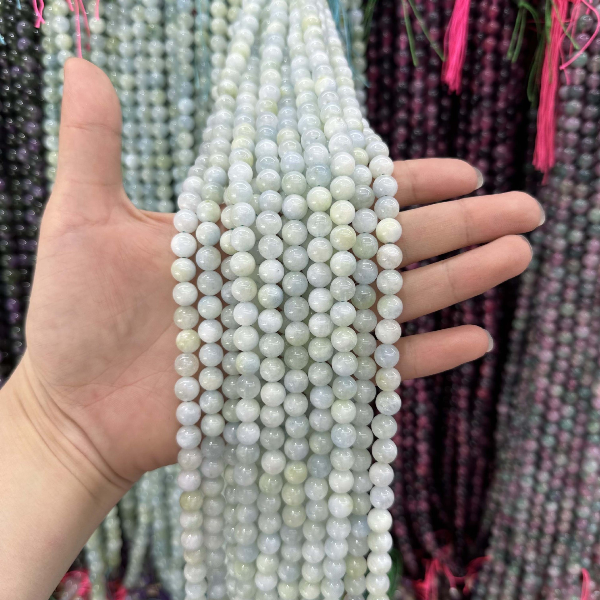 Picture of Live hot grade a chalcedony 8mm two-color round beads beads handmade diy Internet celebrity matching in stock jewelry
