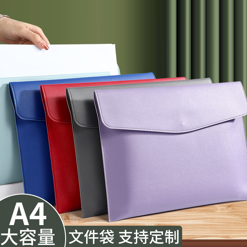 Picture of Leather File Bag Folder Contract Invoice File Bag School Office Supplies Friends Gift A4 Storage Bag Factory