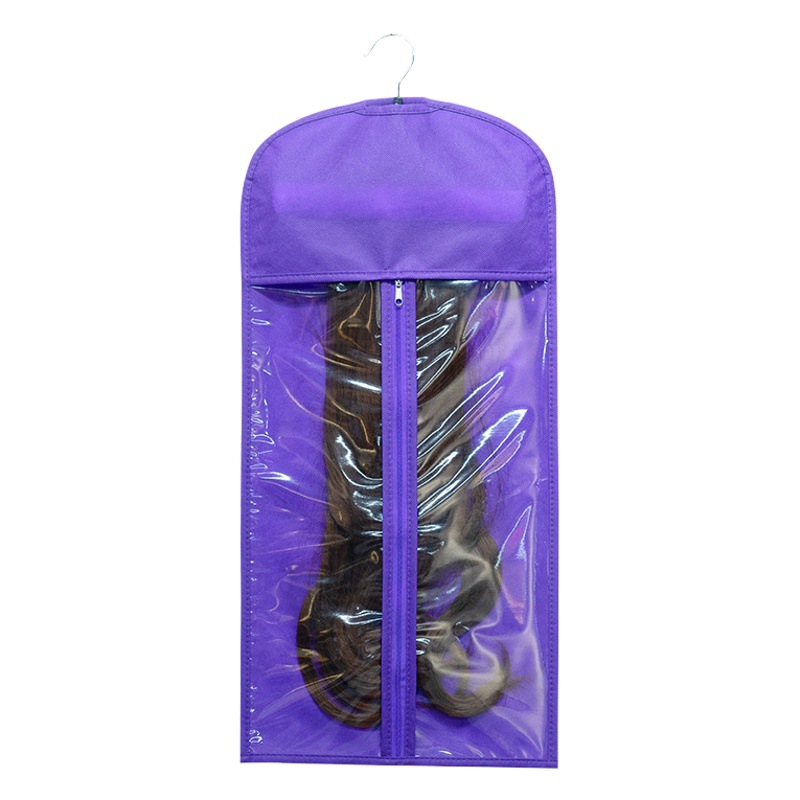 Non-woven Wig Bag Zipper Storage Bag Transparent Wig Packaging Bag Convenient with Hanger logo