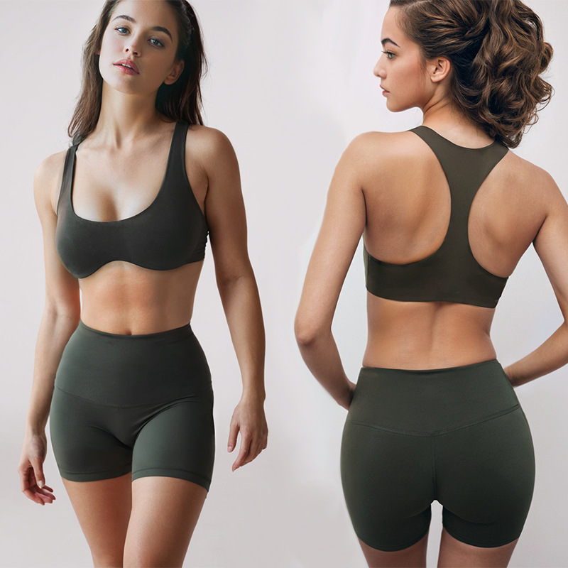 European and American New Fashion Summer Curved Yoga Suit High Sense Fitness Suit Tight Sports Running Suit for Women