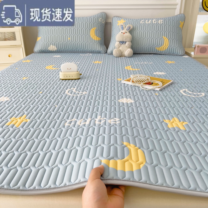 Thailand latex mat three-piece set small fresh cool ice silk mat summer class a thick washable air conditioning soft mat