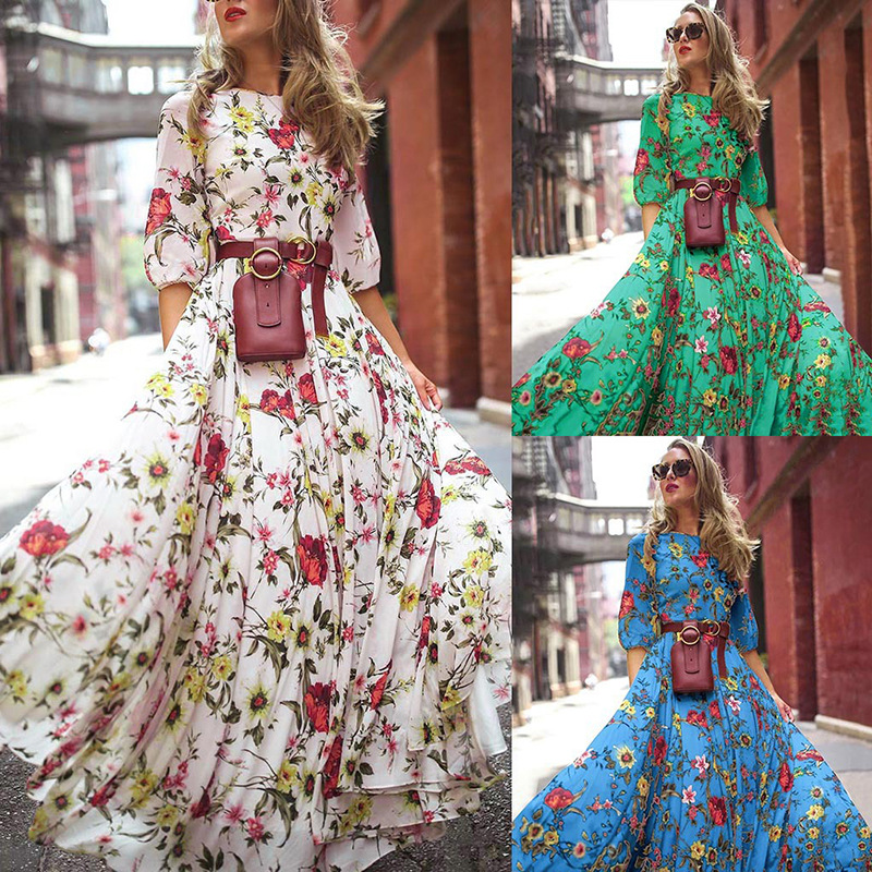 2021 Spring New Printed dress Bohemian Style Amazon AliExpress ebay Best Selling in Europe and America