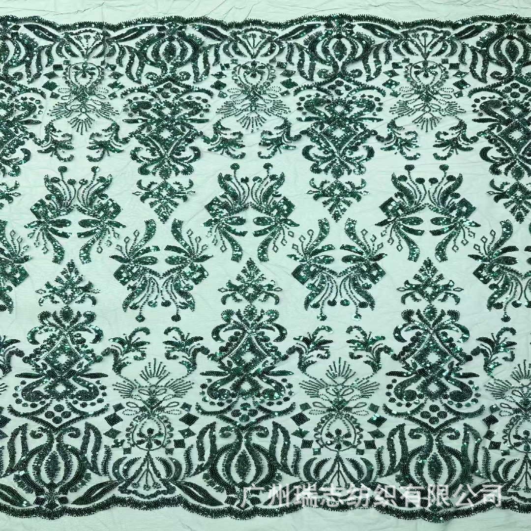 African beaded sequins lace fabric cheongsam wedding dress fabric wedding lace fabrics