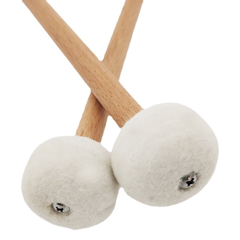 Percussion Accessories S-05 White Felt Head Ting Hammer Wooden Ting Drum Hammer Walking Drum Stick Drum Drum Stick