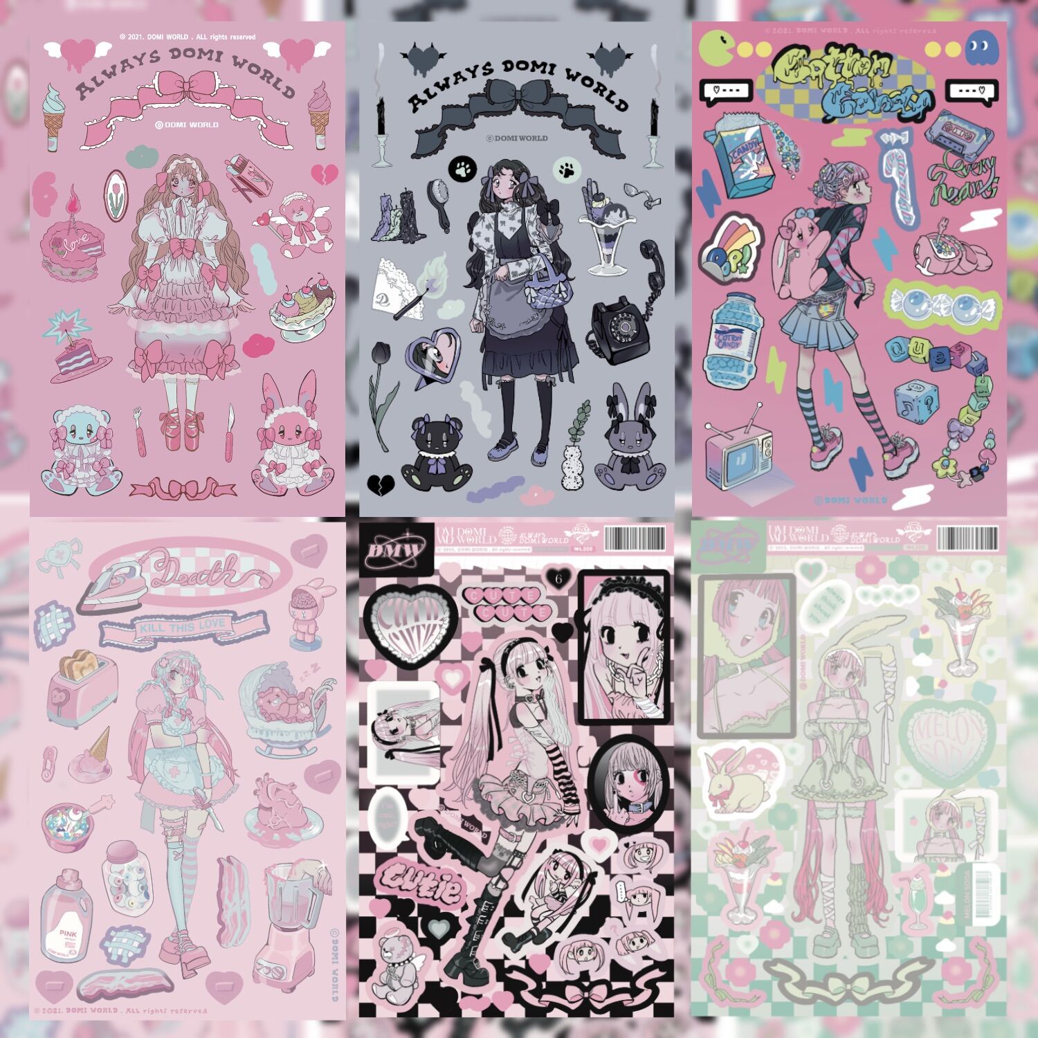 South Korea domi with sweet Asian style character sticker ins Korean animation girl hand account material goo card sticker