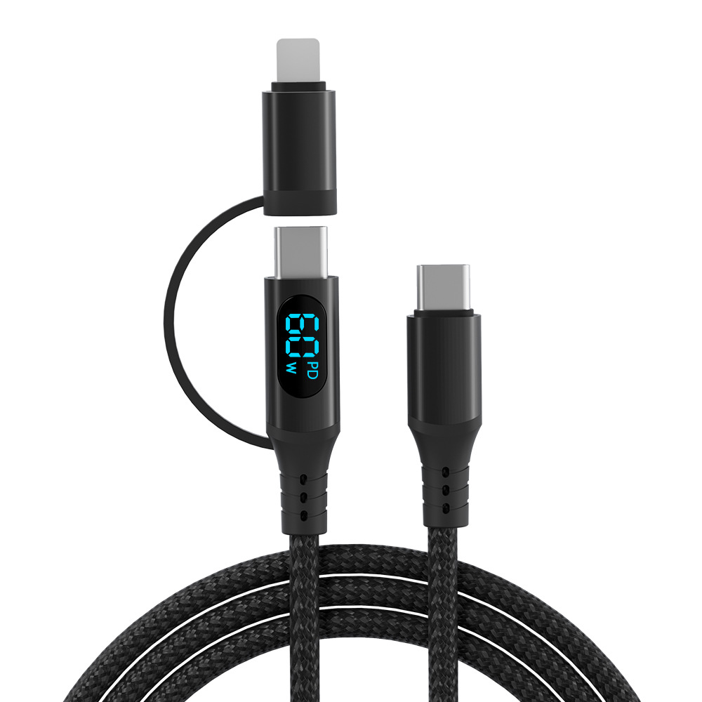 Picture of Digital Display 60W Two-In-One Data Cable Pdtype-C Cotton Braided Suitable for Huawei Apple Iphone27W Portable