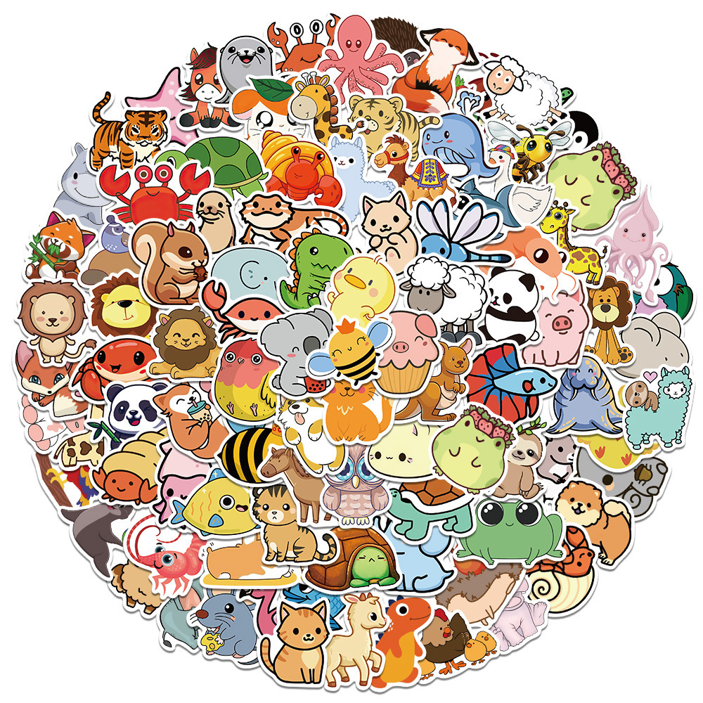 100 pieces cross-border wholesale children's cartoon animal Journal stickers cute reward stickers kindergarten teacher supplies