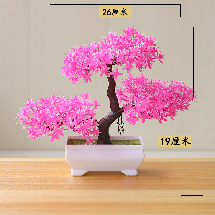 Picture of Sakura Snowball Simulated Plant Potted Grass Ball Bonsai Small Tree Home Decoration Flower Ornament Creative Mini Small Round Ball