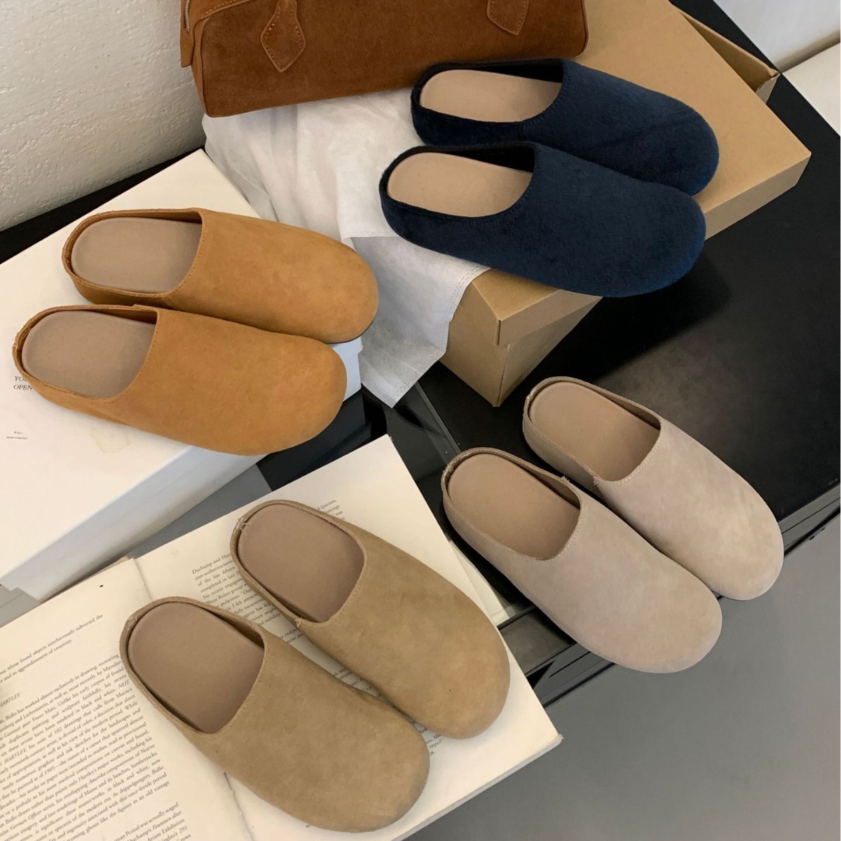 Cowhide Version ~ Internet Celebrity Style Retro Thick-Soled Slip-On Birkenstock Shoes, Mule Closed-Toe Half-Slip Women's Birkenstock Slippers