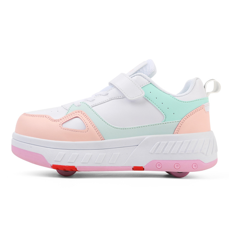 Picture of Pulley Heol Shoes Skate Shoes Four-wheel Deformation Shoes Children Adult Roller Skate Shoes Wheel Shoes Double Rai Wheel New