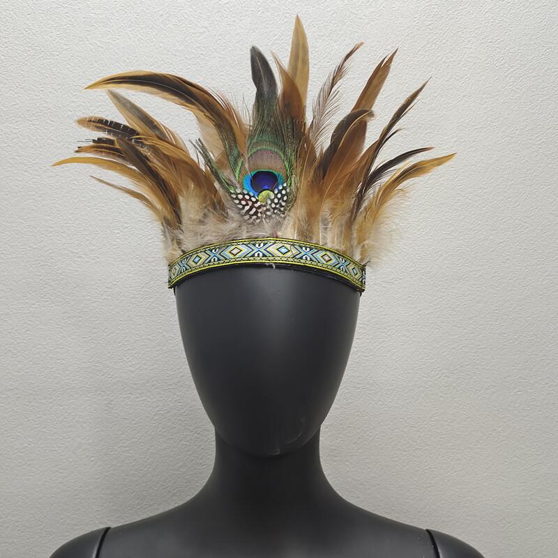 Picture of Indian Feather Headwear Chief Hair Accessories Carnival Stage Show Props Headwear Accessories Cross Border