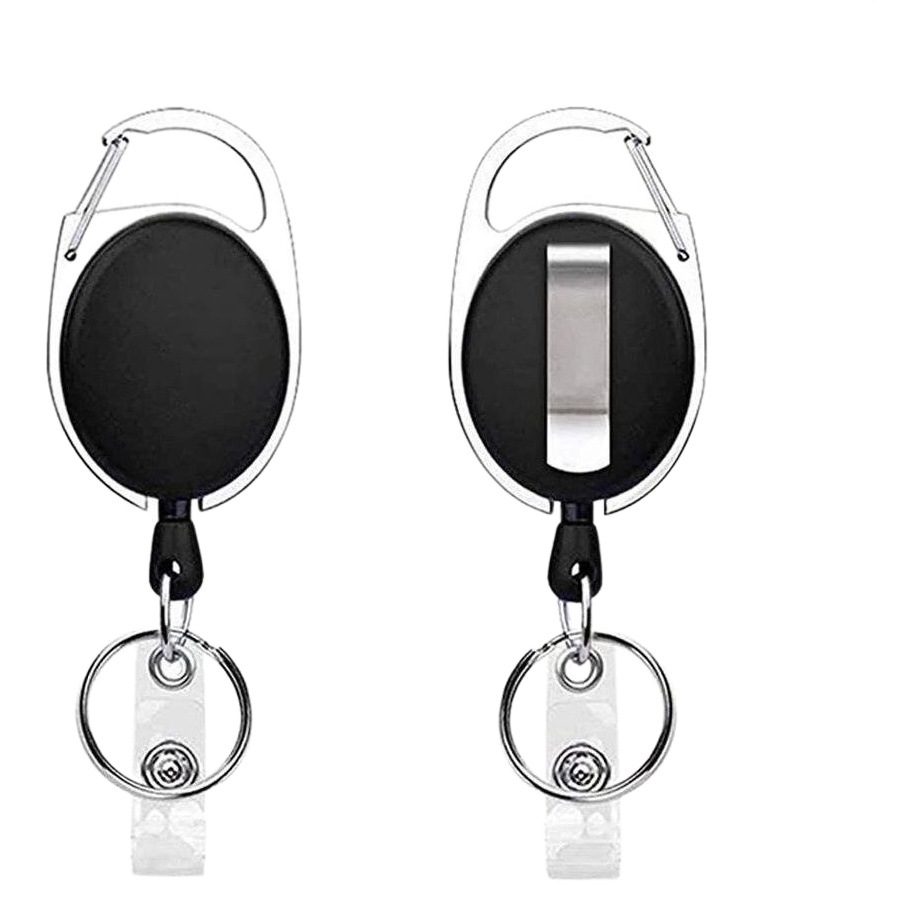 AMAZON Hot-selling Oval Egg-shaped Zinc Alloy Easy-to-pull Buckle Telescopic Keychain Chest Snap ID Buckle Easy-to-pull