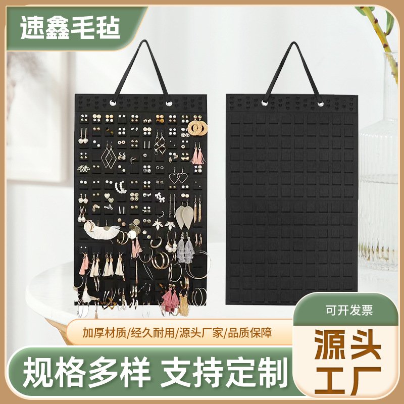 Children's hair clip hair accessories felt wall hanging storage bag manufacturers in stock wholesale women's earrings jewelry decoration storage hanging bag