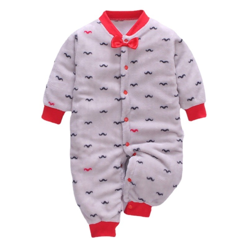 Baby Clothes Clothing Spring Autumn and Winter Short-sleeved Thickened Hassel Men's and Women's Baby Flannel Warm Jumpsuit Pajamas
