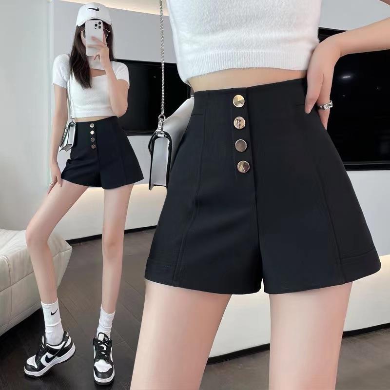 2024 new all-match shorts waist-tight anti-exposure summer women's decorative high waist slimming casual pants