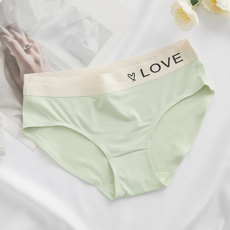 Picture of Naked seamless simple letter sporty women's underwear ice silk breathable mid-waist hip girl's quick-drying briefs