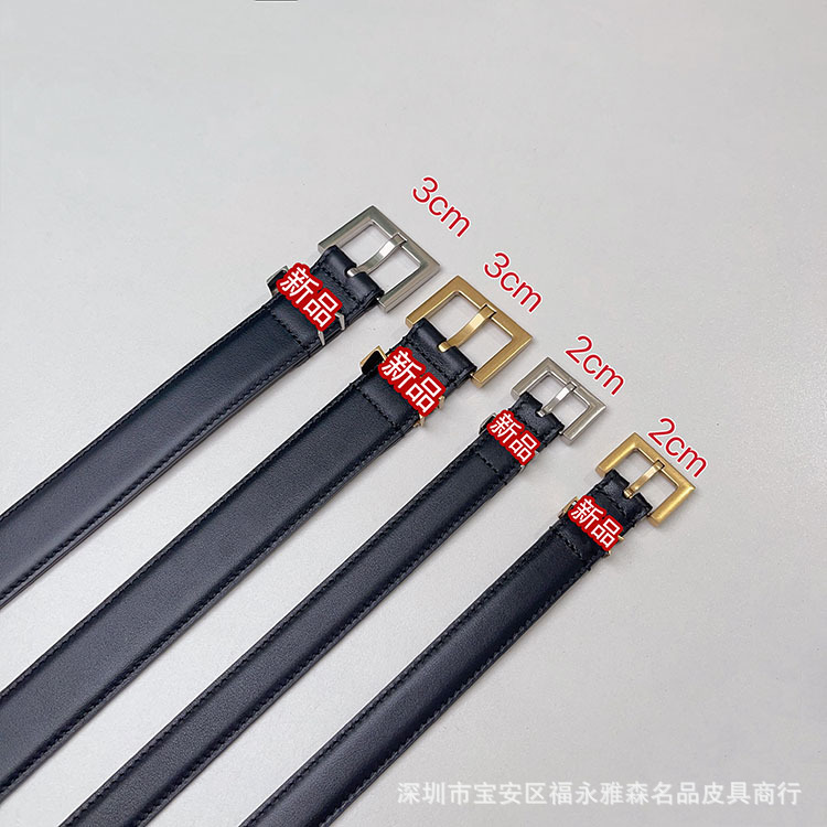 New Letter Belt Popular Same Style Pin Buckle First Layer Cowhide Genuine Leather Belt Jeans Dress Accessories Fine