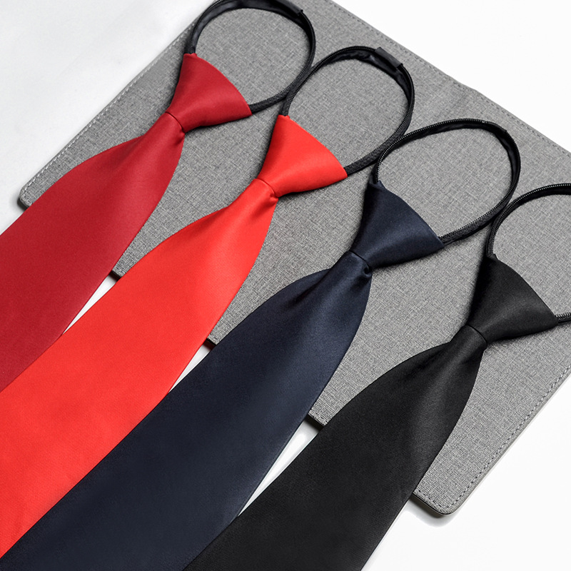 Picture of Lazy zipper easy to pull men's formal business 10cm pure blue red black professional work high quality tie
