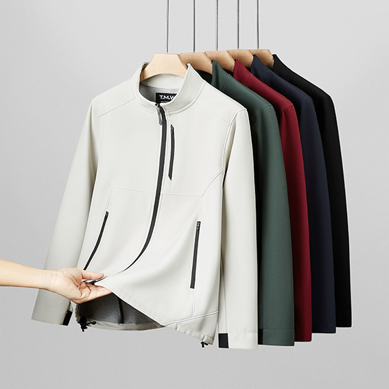 Softshell men's and women's outdoor single-layer jackets, custom printed autumn and winter corporate jackets, overalls, men's and women's stand-up collars