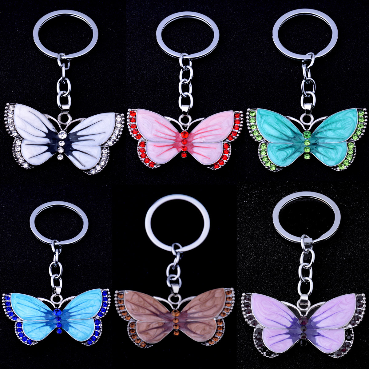 Cross-border hot key chain alloy oil dripping retro fashion butterfly key chain accessories accessories