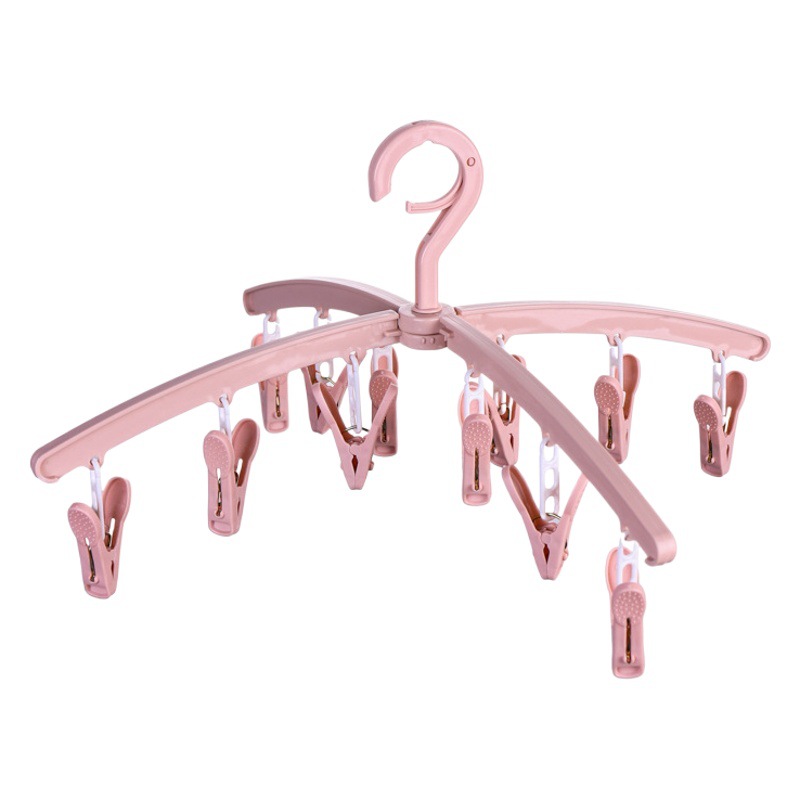 Folding Clothes Hanger Household Multifunctional Clamp for Drying Clothes and Socks Student Dormitory Traceless Plastic Clothespin Wholesale
