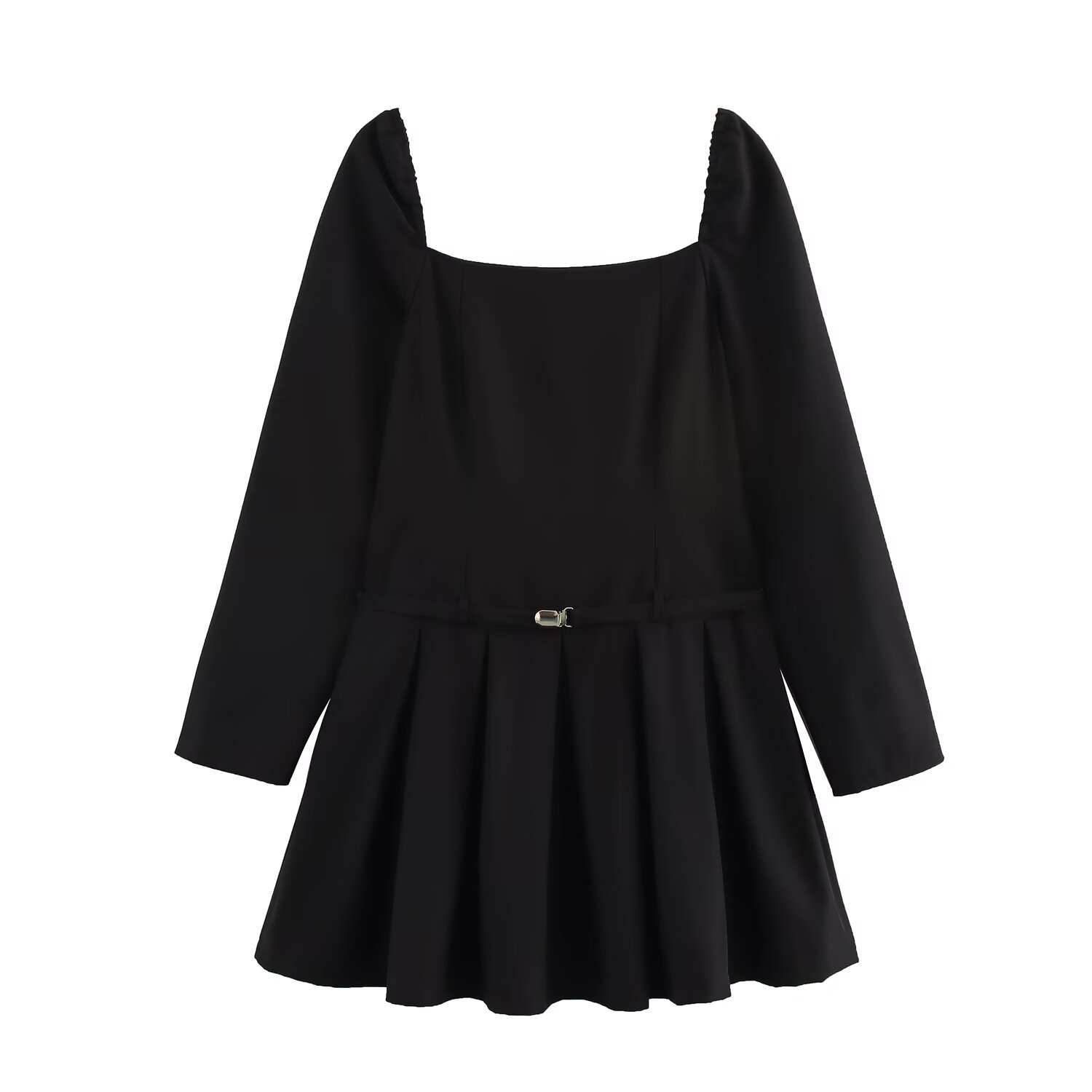 ZA cross-border women's clothing wholesale European and American style 2025 spring new fashion temperament slim square collar long sleeve dress
