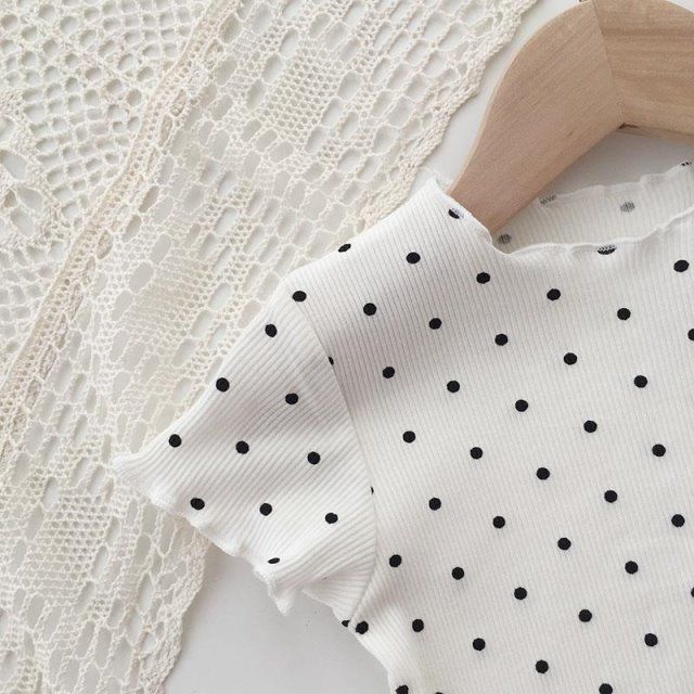 Picture of Baby Pajamas Summer Thin Set Polka Dot Fashionable Girls Summer Two-Piece Set Home Clothes Children's Air-Conditioned Clothes for Women