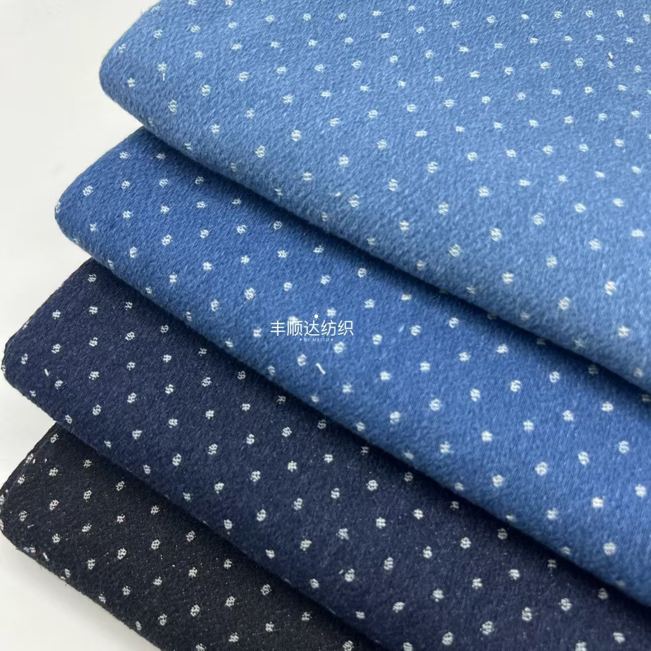 Picture of Jacquard wave dot wash water Denim fabric pants coat bag shoes hat shoes clothing fabric manufacturers wholesale
