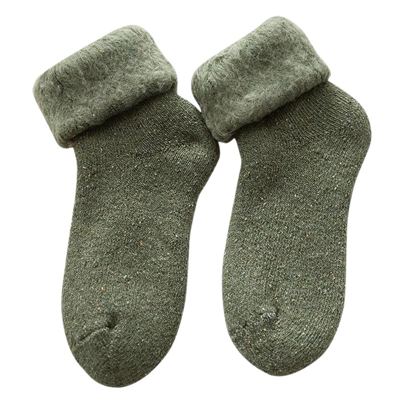 Brushed wool socks winter women's mid-calf length socks thickened fleece-lined snow socks sleep socks ski socks floor socks