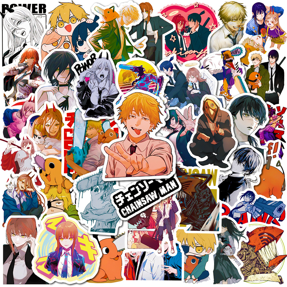 50 pieces electric saw stickers new Japanese cartoon computer skateboard guitar luggage water cup waterproof stickers