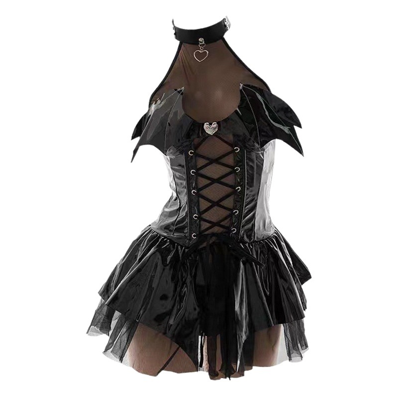 Flaming Lust Demon Little Witch Game Uniform Leather Whip Silk Stockings Secondary Bat Girl Hollow Leather 1124