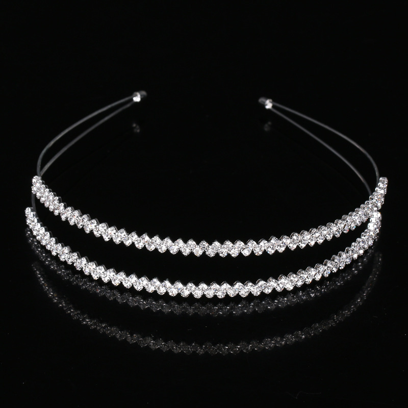Picture of Jin Yan 2018 Korean New Double Row Rhinestone Headband Irregular Diamond Hair Accessories Headwear Ladies Headband One Piece