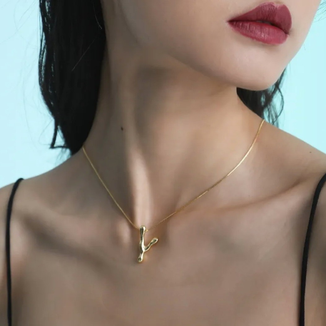 Korean-style Letter All-match Necklace Women's Niche Design Sense Fashion Jewelry suit Light Luxury High-end Simple Earrings