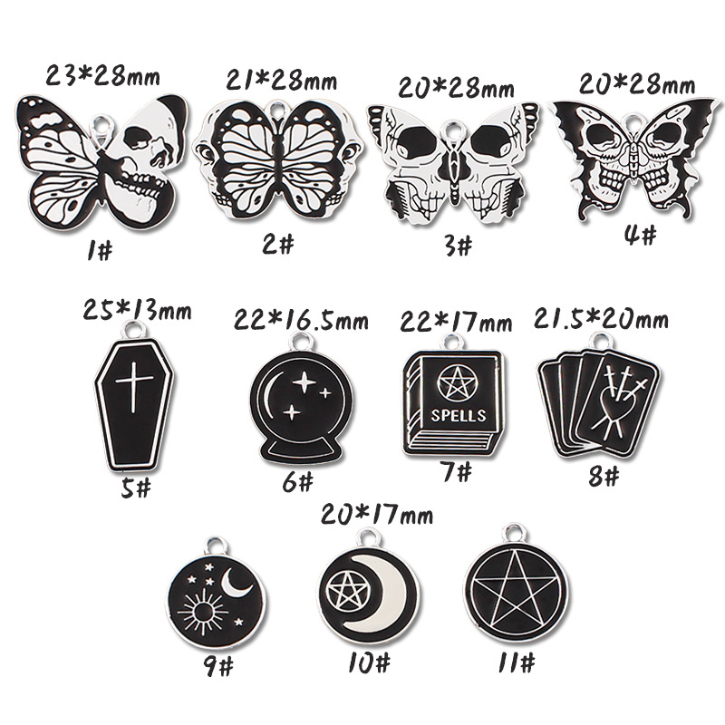Picture of Halloween Skull Butterfly Card Moon Star DIY Handmade Jewelry Accessories Alloy Drop Oil Pendant Earrings Pendant