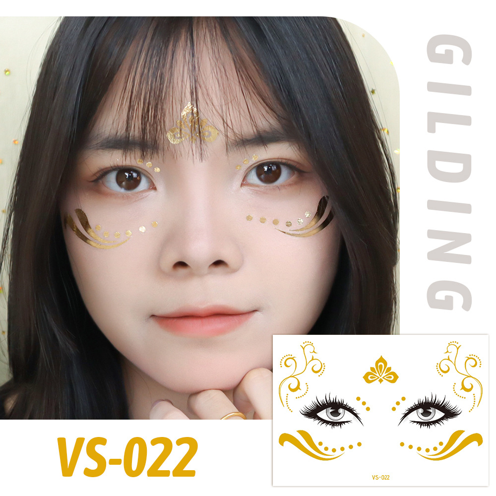 Picture of Cross-border Supply Waterproof Bronzing Electric Syllable Tattoo Sticker European and American Carnival Party Face Sticker Masquerade Freckles