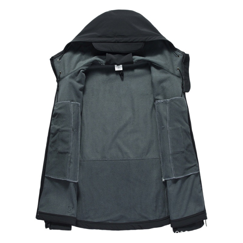 Outdoor Jacket Suit Men's Winter Warm Fleece-Lined Soft Shell Clothing Fishing Ski Mountaineering Clothing Fleece Jacket Camouflage