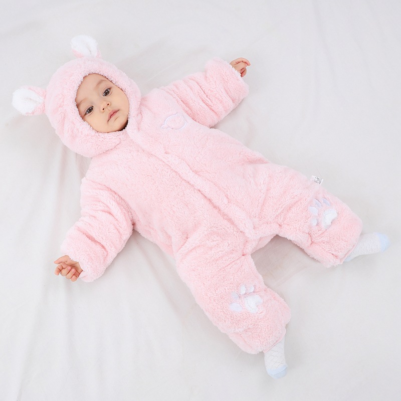Picture of Baby's jumpsuit autumn and winter baby's thick warm climbing clothes newborn's cotton-padded clothes baby clothes fleece-lined clothes